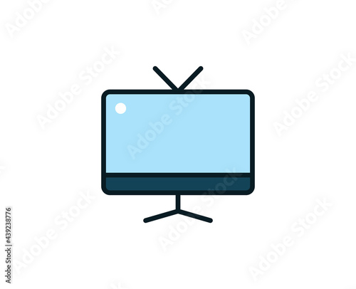 Line TV icon isolated on white background. Outline symbol for website design, mobile application, ui. Electronics pictogram. Vector illustration, editorial stroсk. 