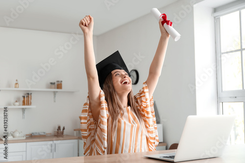 Happy female student on her...