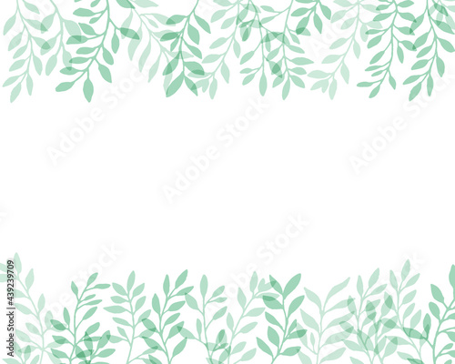 手描きタッチのシンプル草木フレーム Set hand drawn white isolated background. Botanical illustration. Decorative Botanical picture.