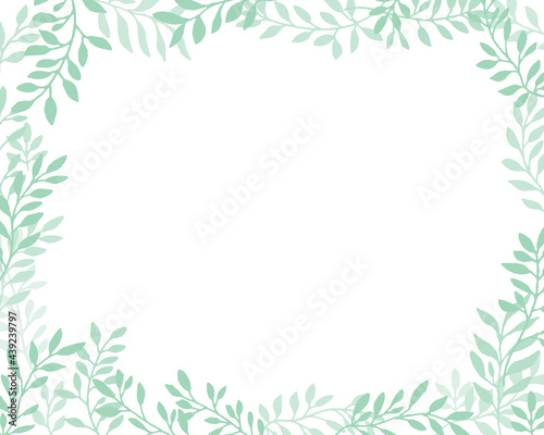 手描きタッチのシンプル草木フレーム Set hand drawn white isolated background. Botanical illustration. Decorative Botanical picture.