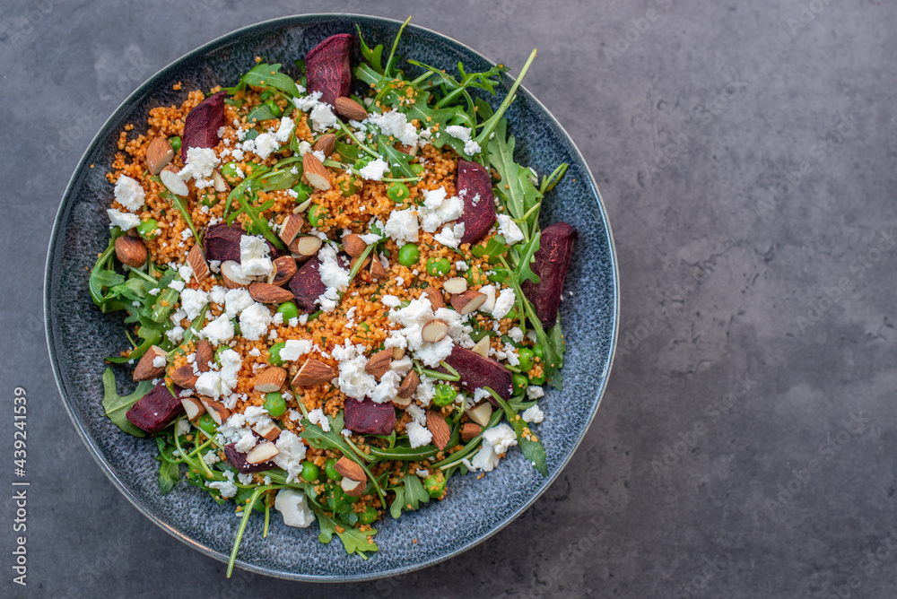 healthy home made couscous salad with sweet potato, beetroot and feta cheese healthy home made couscous salad with sweet potato, beetroot and feta cheese