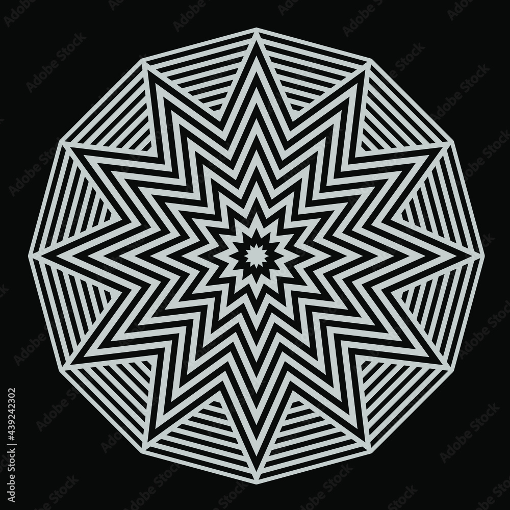 black and white mandala with geometric mandala. 