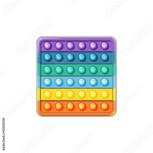 Square pop it. Silicone toy on a white background. Antistress toys fidget sensory and simple dimple. Vector illustration