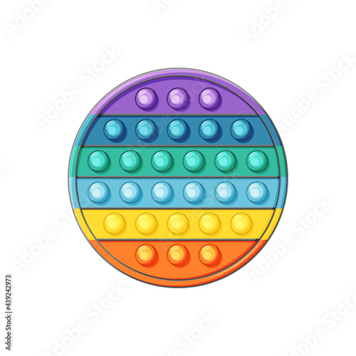 Silicone toy pop it on a white background. Circle. Anti-stress toys fidget sensory. Vector illustration