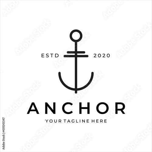 anchor ship logo minimalist line art icon illustration template design. minimal logo emblem anchor for marine or sailor business concept symbol design