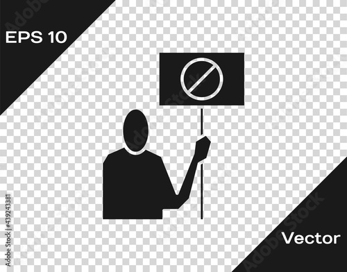 Black Nature saving protest icon isolated on transparent background. Earth planet protection, environmental issues demonstration. Vector Illustration