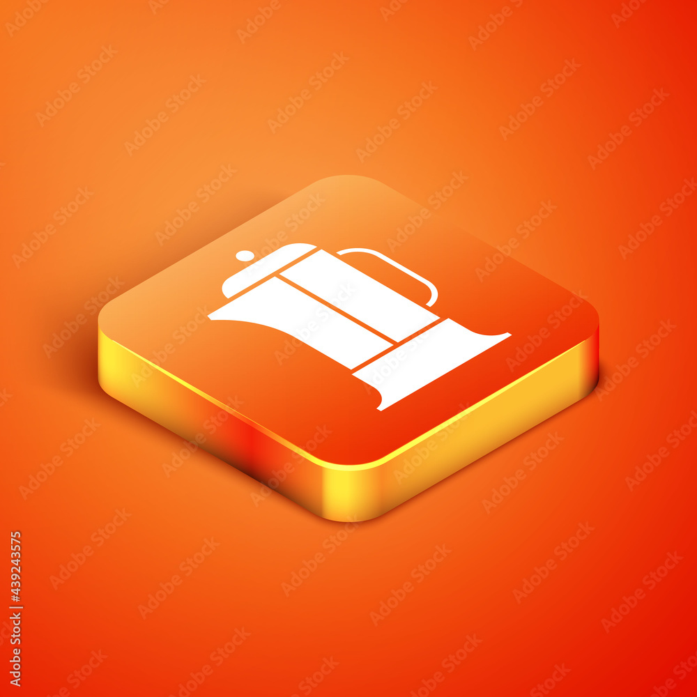 Isometric French press icon isolated on orange background. Vector Illustration Isometric French press icon isolated on orange background. Vector Illustration
