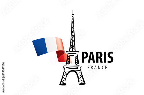 Vector icon of the Eiffel Tower in Paris drawn by hand