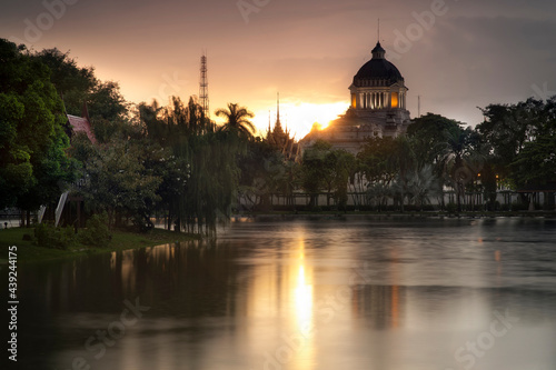 BANGKOK, DUSIT ZOO, The Ananda Samakhom Throne Hall View And Many Of Spinning Pedal Boats At Lake From Dusit Zoo On Sunny Day
