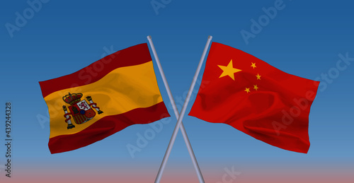 中国とスペインの国旗