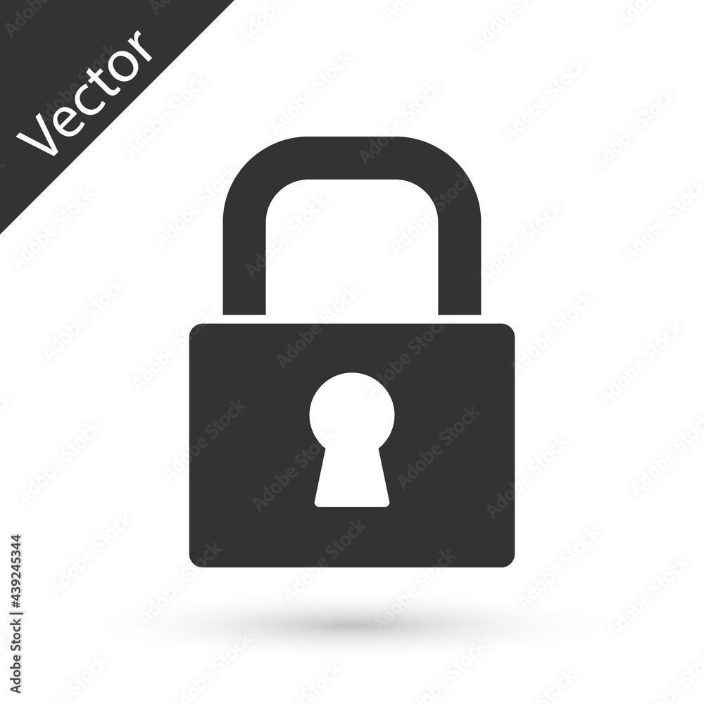 Grey Lock icon isolated on white background. Padlock sign. Security, safety, protection, privacy concept. Vector Grey Lock icon isolated on white background. Padlock sign. Security, safety, protection, privacy concept. Vector