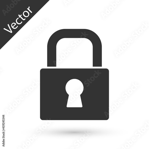 Grey Lock icon isolated on white background. Padlock sign. Security, safety, protection, privacy concept. Vector