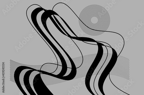 Abstract minimalism. 60s style. years curved lines. wavy pattern