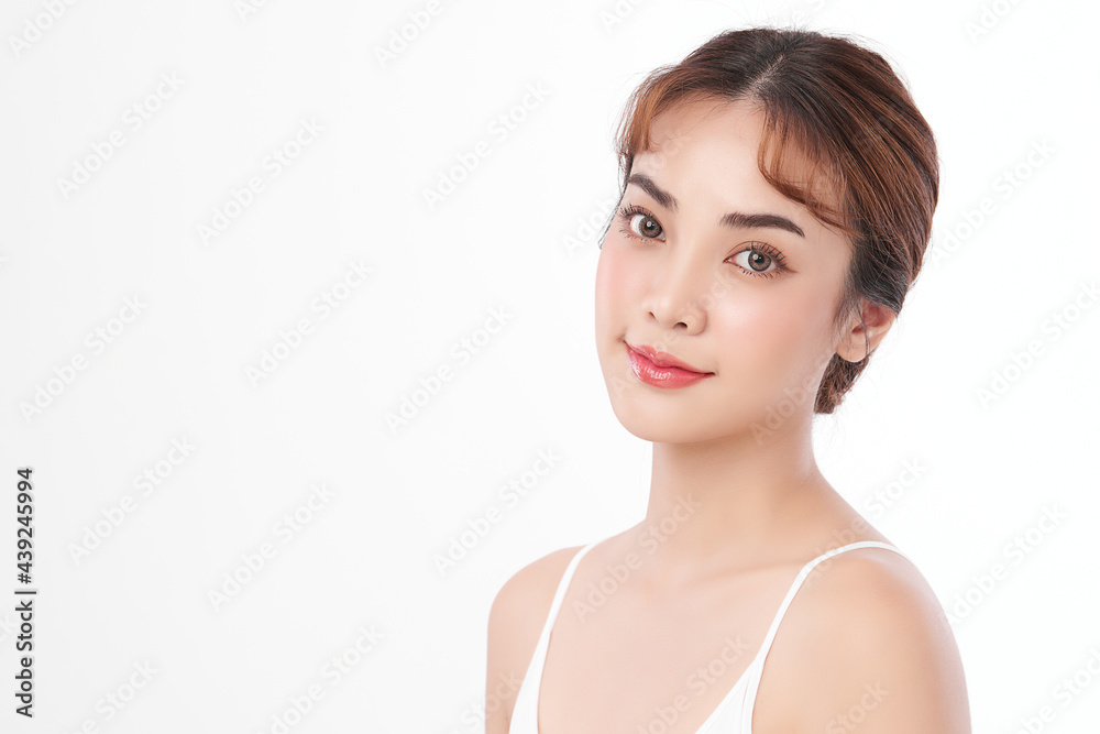 Beautiful young asian woman with clean fresh skin on white background, Face care, Facial treatment, Cosmetology, beauty and spa, Asian women portrait. Beautiful young asian woman with clean fresh skin on white background, Face care, Facial treatment, Cosmetology, beauty and spa, Asian women portrait.