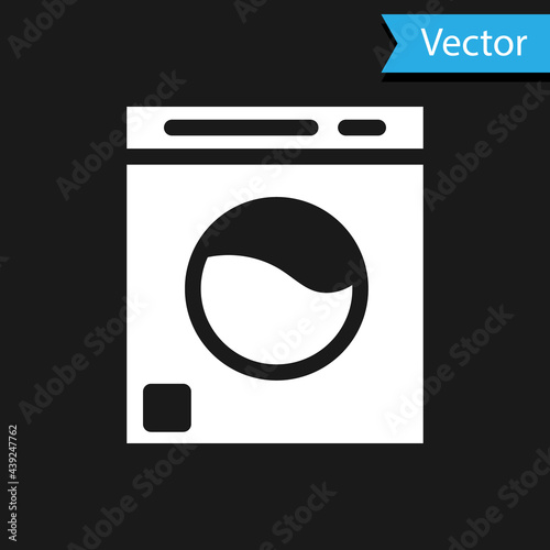 White Washer icon isolated on black background. Washing machine icon. Clothes washer - laundry machine. Home appliance symbol. Vector