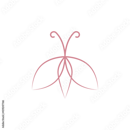 Beauty Flying Butterfly Logo with simple minimalist line art monoline style © evandri237@gmail