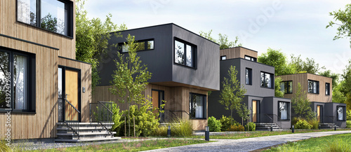 Modular homes exterior designs of modern architecture © slavun