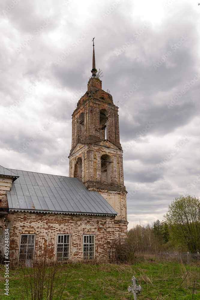 the bell tower of the village church