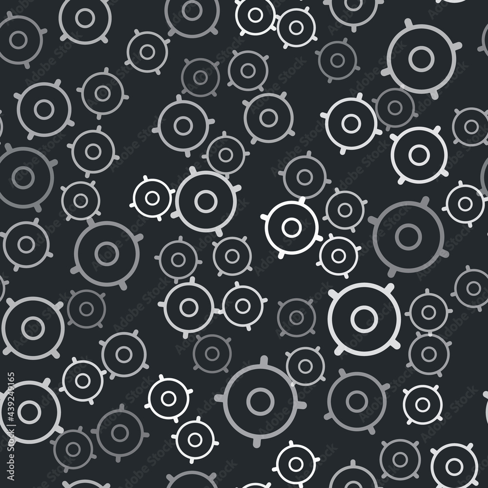 Grey Car audio speaker icon isolated seamless pattern on black background. Vector