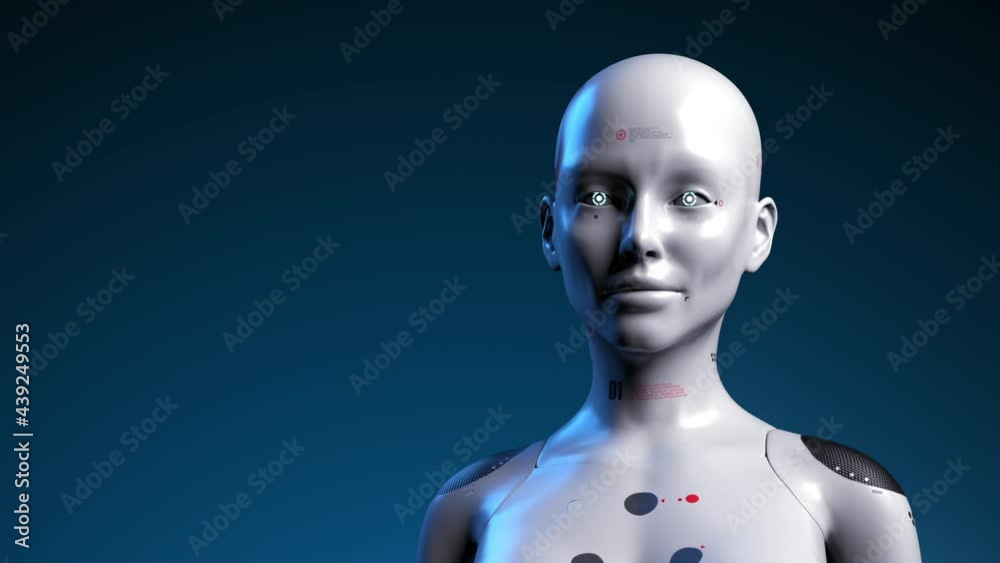 artificial intelligence portrait of a female robot and sci-fi animation of the digital world of the future of neural networks artificial intelligence portrait of a female robot and sci-fi animation of the digital world of the future of neural networks