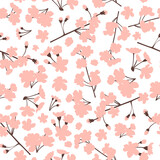 Floral pattern with pink sakura flowers. Vector stock illustration