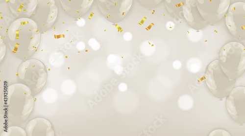 Color Glossy Balloons and Party Flags Background Illustration