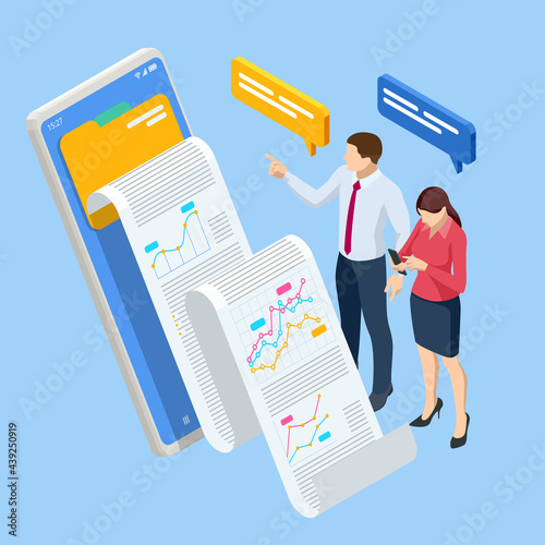 Isometric Expert team for Data Analysis, Business Statistic, Management, Consulting, Marketing. B2B. Data and key performance indicators for business intelligence analytics