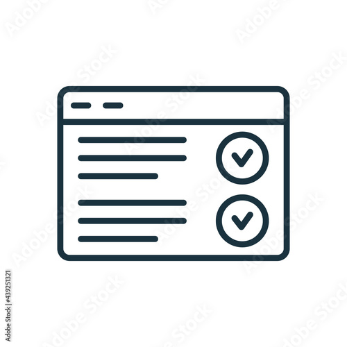 Web Browser Line Icon. Online Exam, taking Test, Questionnaire or Checklist. Internet Online Form Survey Line Icon. Online Education and Elearning concept. Editable stroke. Vector illustration © Toxa2x2
