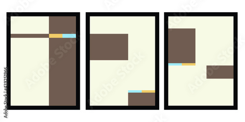 Set of blocks Abstract Geometric Wall Art. Mid Century Illustration in Minimal Style for house Decoration Background. Shape Art Set of soft color painting in boho style. poster template layouts.
