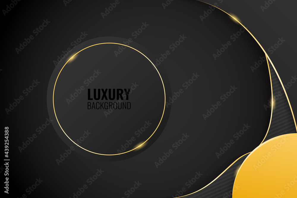 Poster modern black luxury background with shiny golden line vector ...