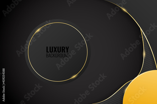 modern black luxury background with shiny golden line vector illustration