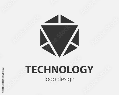 Trend logo vector hexagon tech design. Technology logotype for smart system, network application, crypto icon.