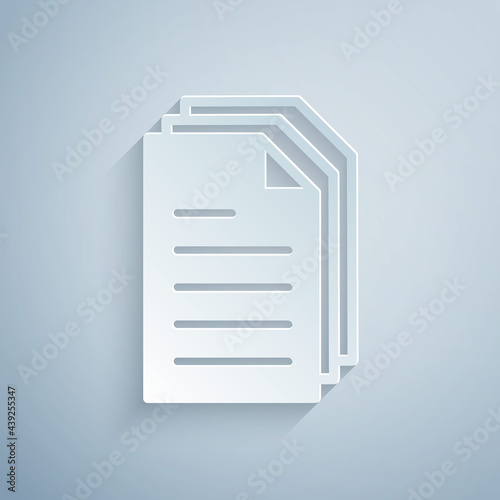 Paper cut File document icon isolated on grey background. Checklist icon. Business concept. Paper art style. Vector