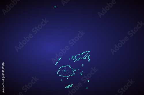 Fiji map - blue geometric rumpled triangular low poly style gradient graphic background , polygonal design for your, High detailed blue map of Fiji. Vector illustration eps 10.