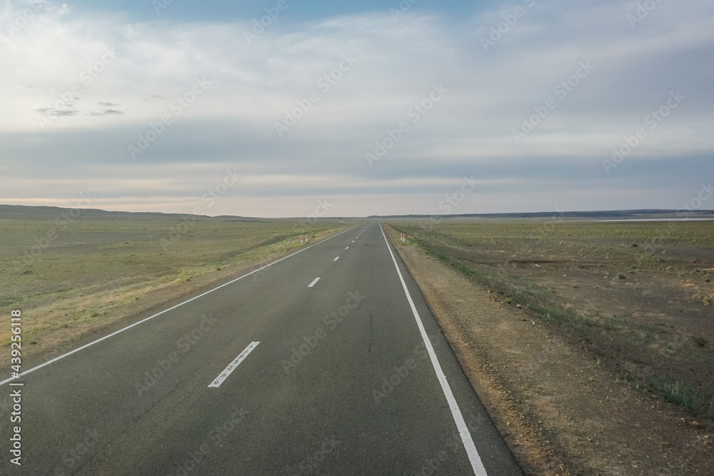 Quiet and empty road in Mongolia