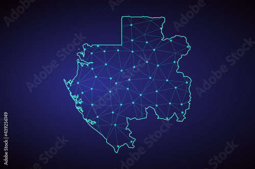 Map of Gabon. Wire frame 3D mesh polygonal network line, design sphere, dot and structure. Vector illustration eps 10.