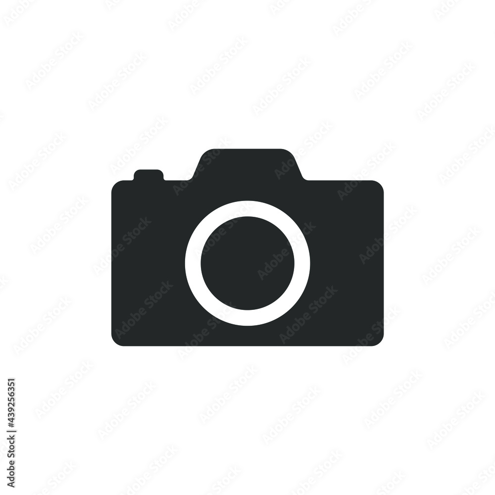 Camera icon symbol. Photograph sign. Simple flat shape logo. Black outline silhouette isolated on white background. Vector illustration image. Camera icon symbol. Photograph sign. Simple flat shape logo. Black outline silhouette isolated on white background. Vector illustration image.