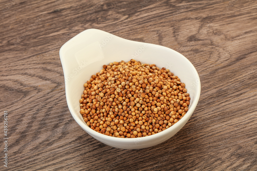 Coriander seeds in the bowl Coriander seeds in the bowl