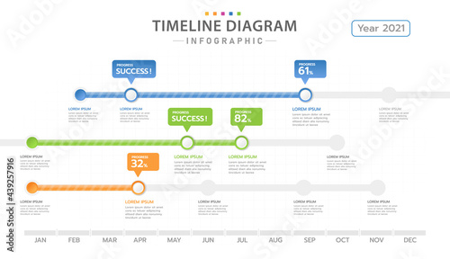 Infographic template for business. 12 Months modern Timeline diagram with project planner, presentation vector infographic.