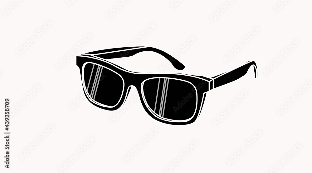 Vector isolated Illustration of Sunglasses. Black and White Sunglasses
