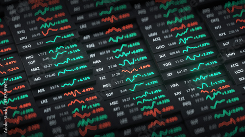 Obraz na plátně Stock market fictional tickers 3D render