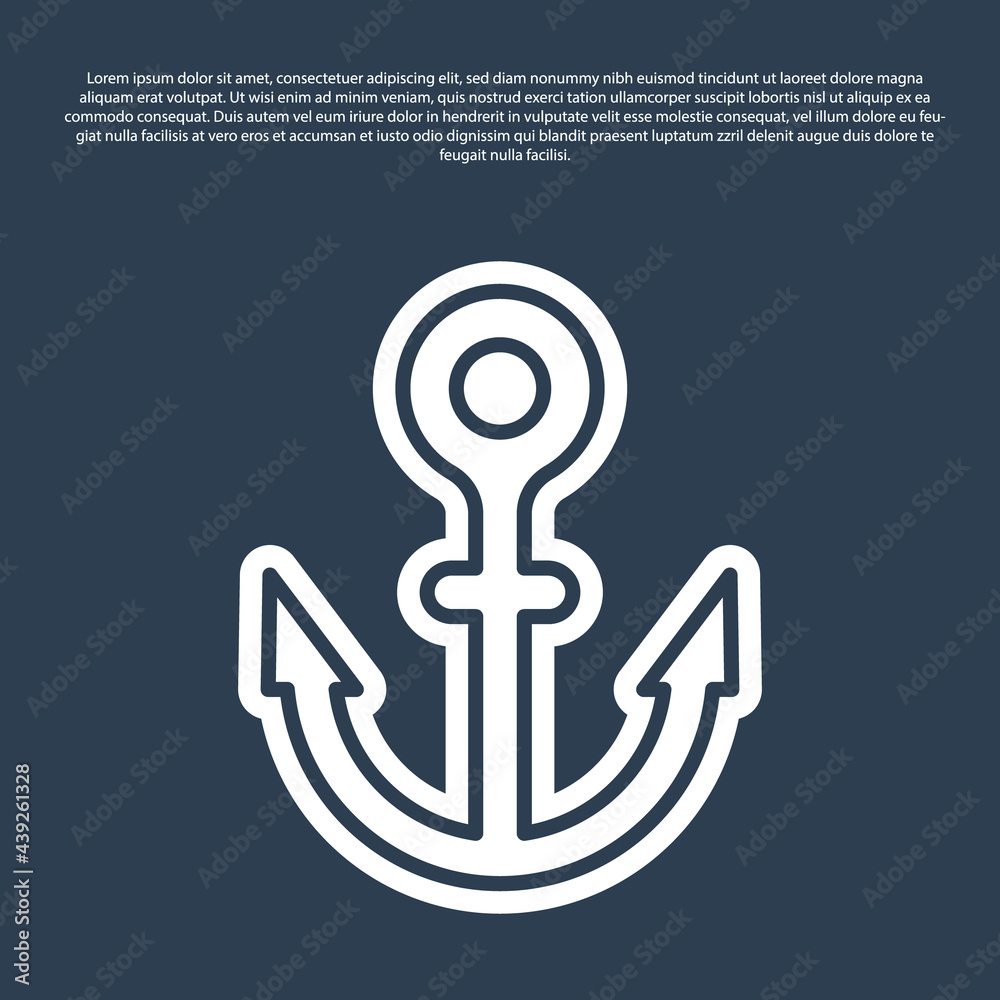 Blue line Anchor icon isolated on blue background. Vector Blue line Anchor icon isolated on blue background. Vector