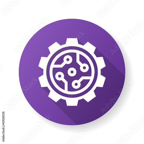 Automation icon with long shadow for graphic and web design.