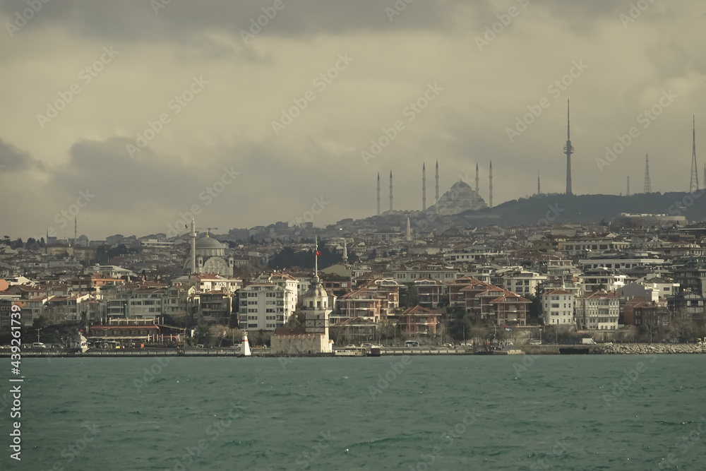The buildings on shore Bosphorus, Istanbul, Turkey.