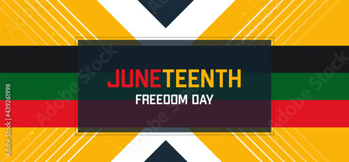 Juneteenth Freedom Day. African-American Independence Day. Vector yellow abstract banner with flag symbol