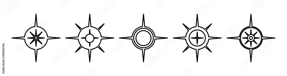 Compass symbol vector set. North sign icon for mapping. Compass symbol vector set. North sign icon for mapping.