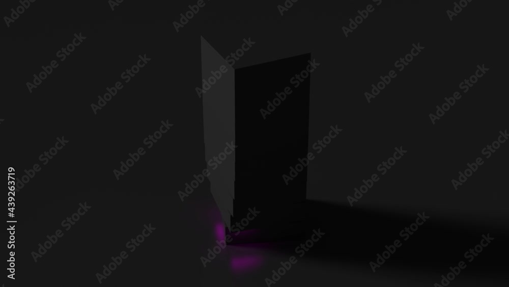3d render of vertical rectangle geometry shape sliced into pieces with inner glow illumination material. Dark color. Loop sequence. 3d render of vertical rectangle geometry shape sliced into pieces with inner glow illumination material. Dark color. Loop sequence.