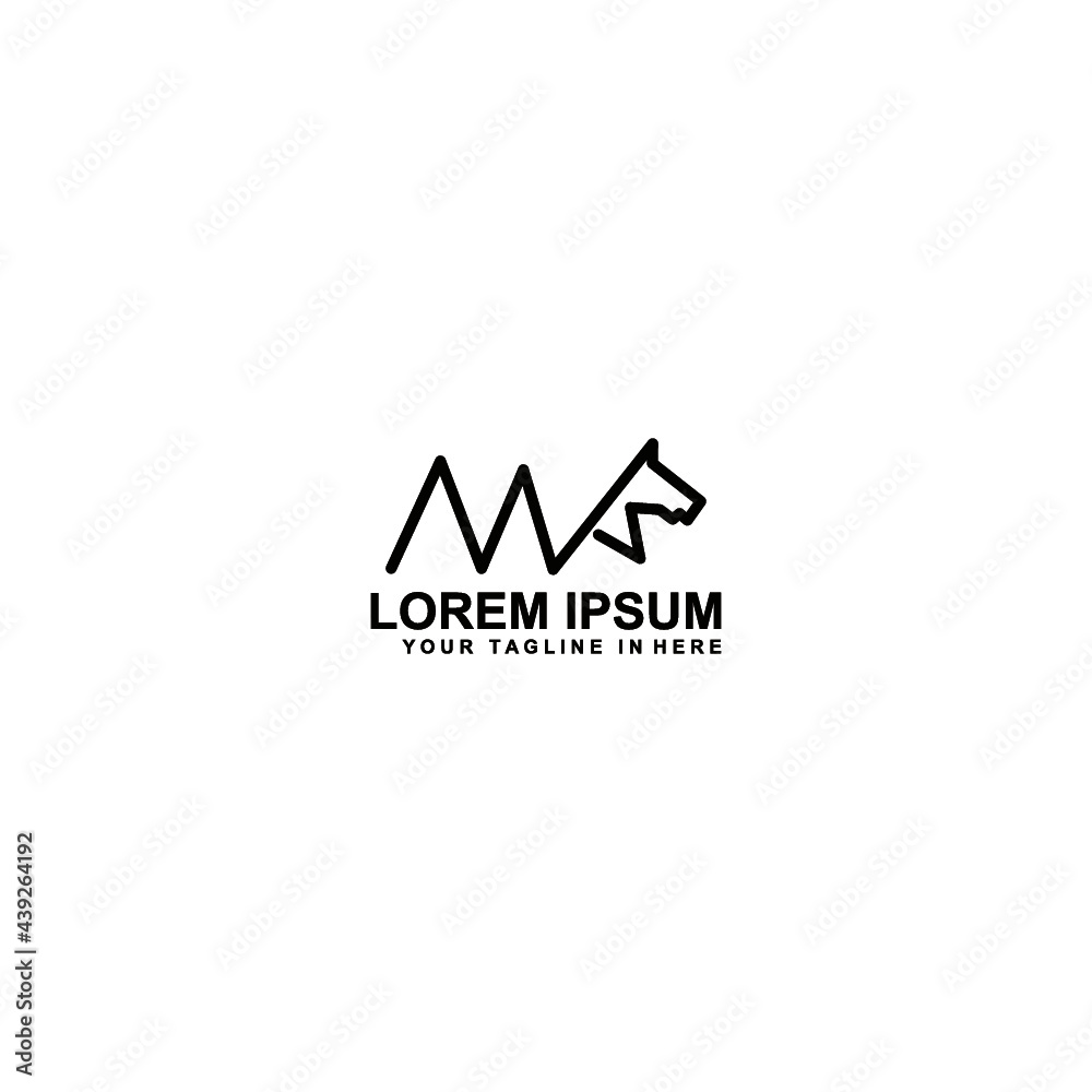 INITIAL LINE HORSE LOGO DESIGN ICON VECTOR INITIAL LINE HORSE LOGO DESIGN ICON VECTOR