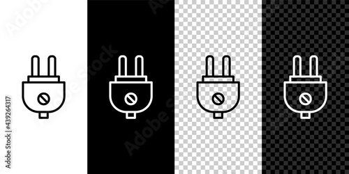 Isometric Electric plug icon isolated on grey background. Concept of connection and disconnection of the electricity. Blue square button. Vector