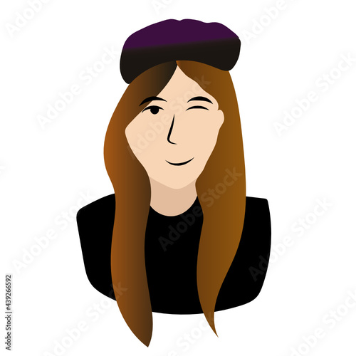 Girl wirh Black hat and Brian hair vector